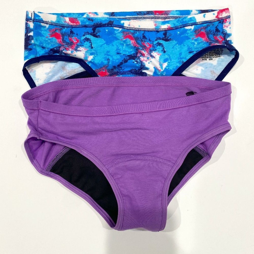 HANES, NWOT, Comfort Period girl's size 12, lot of 3 pairs, blue, purple, multi.